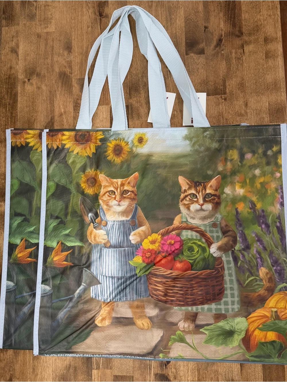 Set of 2- T.J.Maxx Sunflower Cats Reusable Tote - NWT